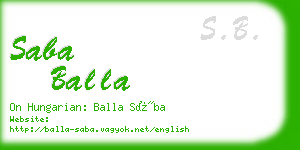 saba balla business card